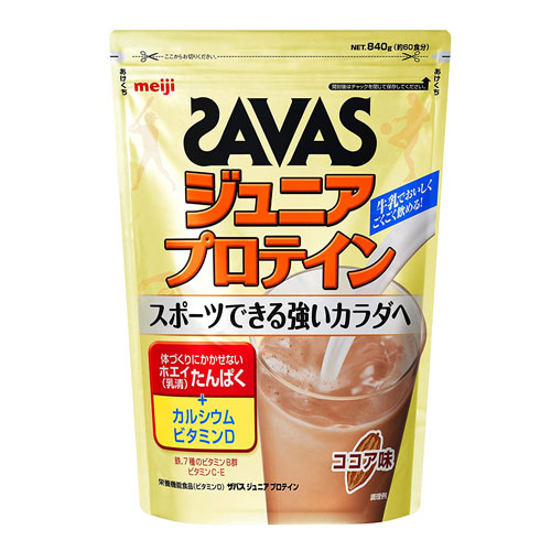 메이지 SAVAS 사바스 주니어프로테인 훼이단백질 칼슘 비타민D 코코아맛 60회분 840g