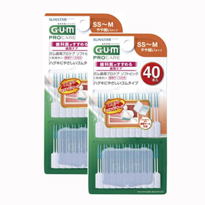 GUM  치간칫솔 40개입*2세트 SS-M사이즈