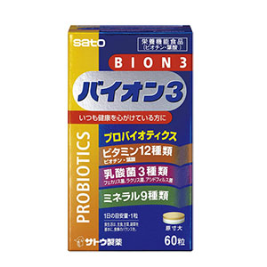 바이온3 60정 2달분 프로바이오틱스 유산균 면연력 비타민 미네럴 사토제약 BION3