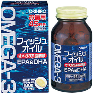 오리히로 EPA&DHA 오메가 3계지방산 정어리기름 180정 45일분 소프트캡슐