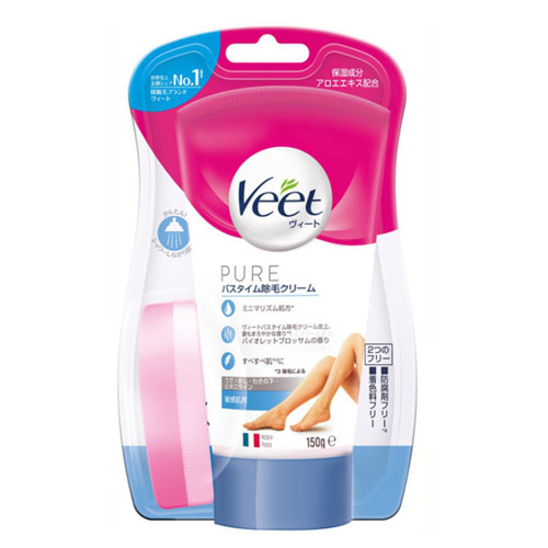 veet 비트 제모크림 퓨어 샤워타임용 민감한 피부타입용 150g 센서티브  바스타임 저자극 보습성분 