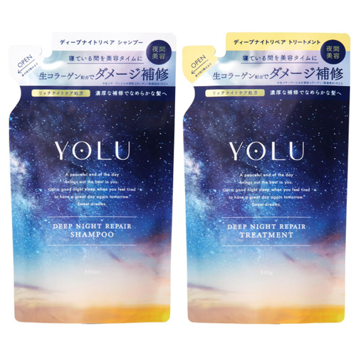 YOLU 요루 딥나이트 리페어 샴푸350ml+트리트먼트350ml 리필 세트