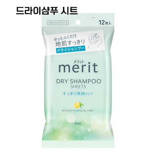 메리트 데이 플러스 드라이 샴푸 시트 화이트 그린 12매입  드라이 샴푸 시트