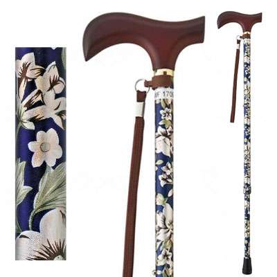 유메라이프스틱 신축형 지팡이【슬림타입】조절식지팡이 플라워네이비  웰판 9714