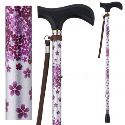 유메라이프스틱 신축형 지팡이【슬림타입】조절식지팡이 실버후로럴  웰판 9714