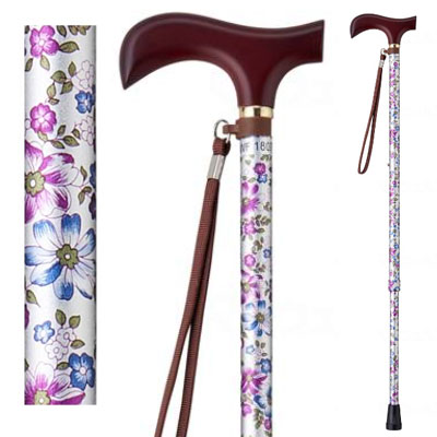 유메라이프스틱 신축형 지팡이【슬림타입】조절식지팡이 후로럴실버 웰판 9714