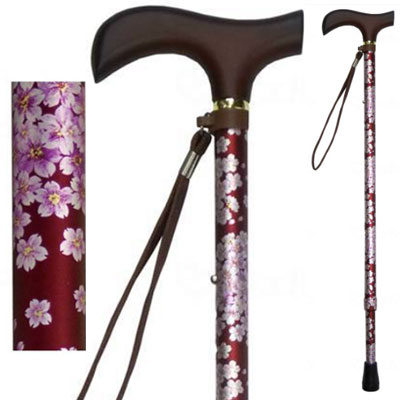 유메라이프스틱 신축형 지팡이【슬림타입】조절식지팡이 사쿠라와인  웰판 9714