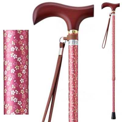 유메라이프스틱 신축형 지팡이【슬림타입】조절식지팡이 작은꽃 치리멘  웰판 9714