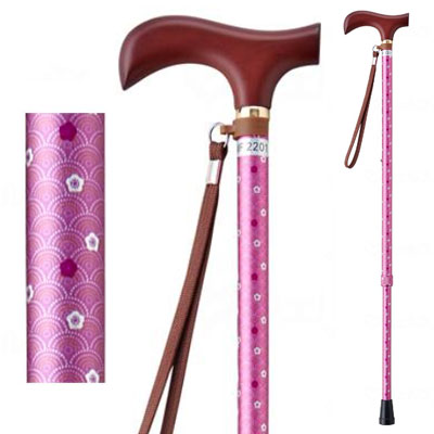 유메라이프스틱 신축형 지팡이【슬림타입】조절식지팡이 우메핑크  웰판 9714