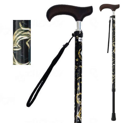 유메라이프스틱 슬림넥 신축형 지팡이【슬림타입】블랙골드 조절식지팡이  웰판 9734