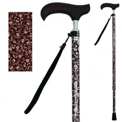 유메라이프스틱 슬림넥 신축형 지팡이【슬림타입】와인아라베스크 조절식지팡이  웰판 9734