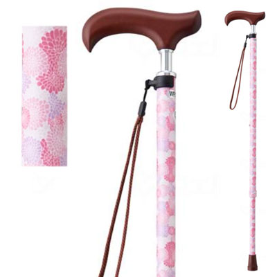 유메라이프스틱 슬림넥 신축형 지팡이【슬림타입】부케달리아  조절식지팡이  웰판 9734