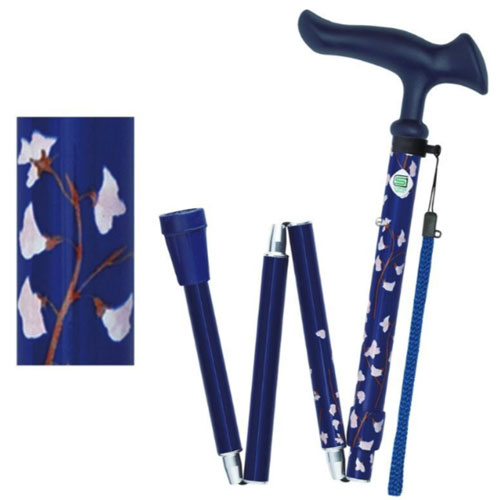 후지홈 카루가모팜2 여성용 접이식 지팡이 386245 작은꽃네이비 휴대용지팡이 