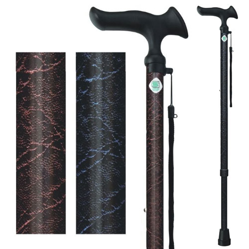 후지홈 스틱 카루가모 옴므 신축형지팡이 남성용 가죽무늬 블랙/브라운중 선택 조절식 지팡이 386153