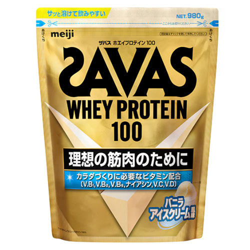 메이지 SAVAS 자바스 훼이프로틴100 【바닐라아이스맛】 980g 사바스