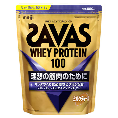 메이지 SAVAS 자바스 훼이프로틴100 【밀크티풍미】 980g 사바스