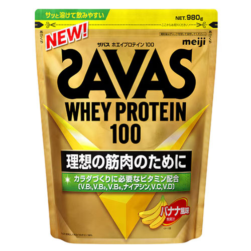 메이지 SAVAS 자바스 훼이프로틴100 【바나나맛】 980g 사바스
