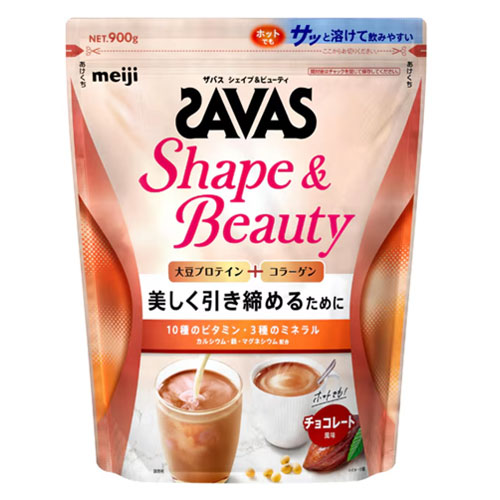 메이지 자바스 SAVAS Shape&Beauty 여성용프로틴【초콜릿풍미】 900g 소이프로틴 콜라겐 사바스