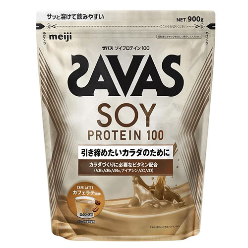 자바스 소이프로틴100  SOY PROTEIN 100%  【카페라테풍미】  900g 메이지 SAVAS 