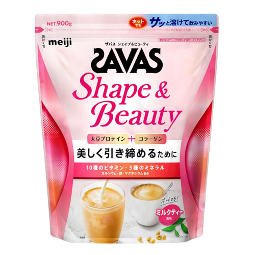메이지 자바스 SAVAS Shape＆Beauty 여성용프로틴  【밀크티풍미】 900g 소이프로틴 콜라겐 사바스
