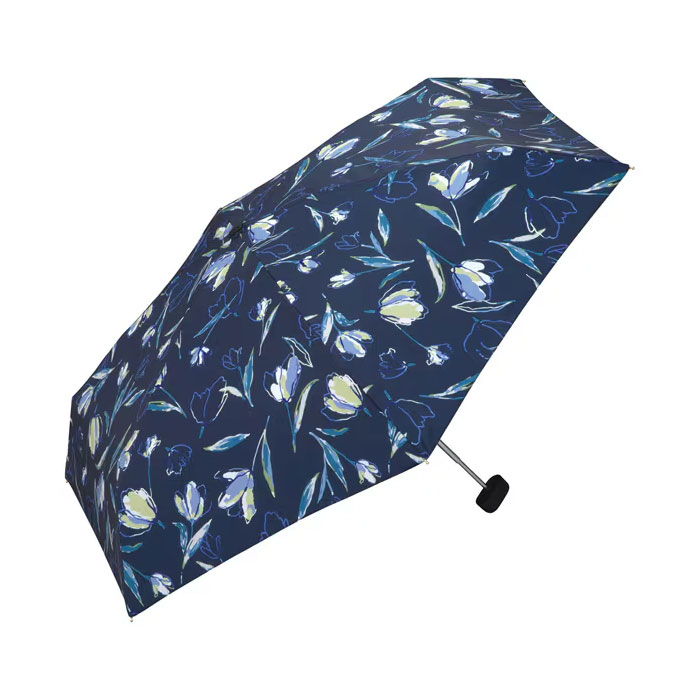 WPC 접이식 우산 양산 겸용 플로팅 튤립 미니 50cm 수동식 UV 차단 자외선 방지 효과 네이비 6703-175-002NV