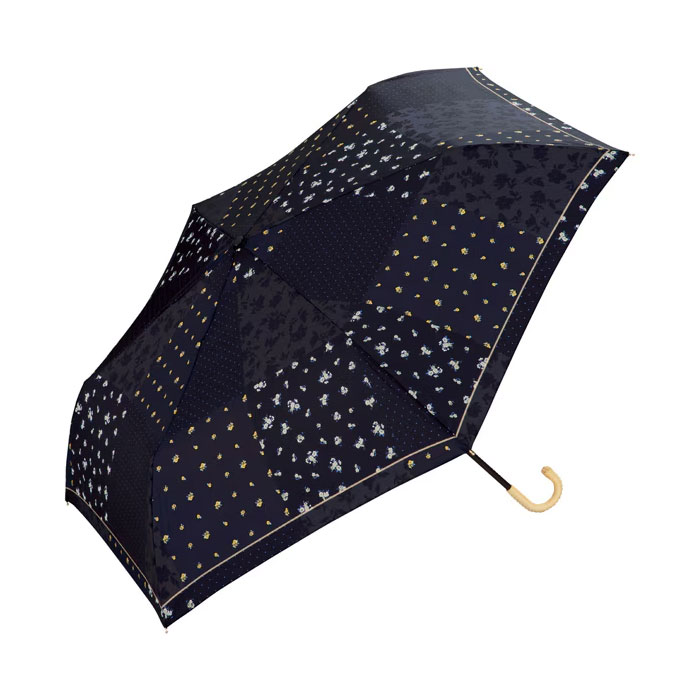 WPC 접이식 우산 양산 겸용 플로럴 패치워크 미니 50cm 수동식 UV 차단 자외선 방지 효과 네이비 8065-015-002NV