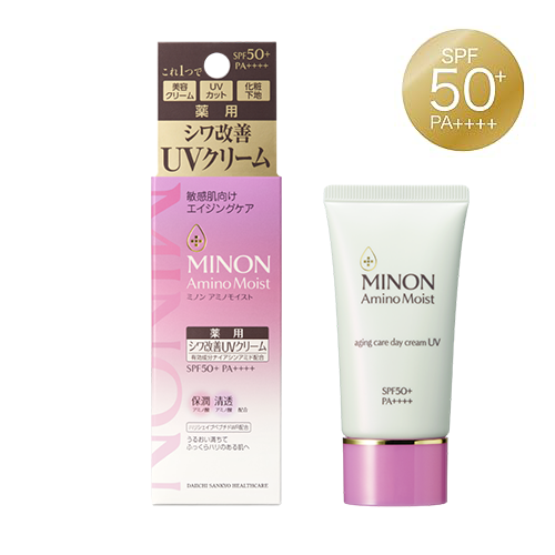 MINON 미논 아미노 모이스트 에이징 케어 데이 크림 UV (30g) 미용 크림 화장 기초 SPF50 PA +++ 【에이징 케어라인】