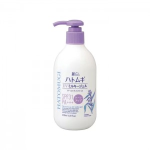 레이하쿠 율무 하또무기 톤업 UV 밀키 젤 250ml 펌프 타입 라벤더 컬러 SPF31 PA+++