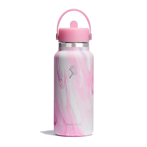 하이드로플라스크 Hydro Flask 젤리 32온스 와이드 마우스 플렉스 스트로우 텀블러 946ml JELLY 핑크