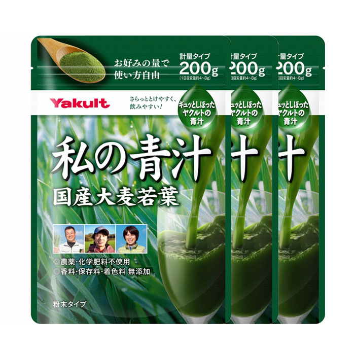 야쿠르트 일본산 새싹보리녹즙 200g 3개세트 파우치 타입 식물섬유 비타민 칼슘 미네럴