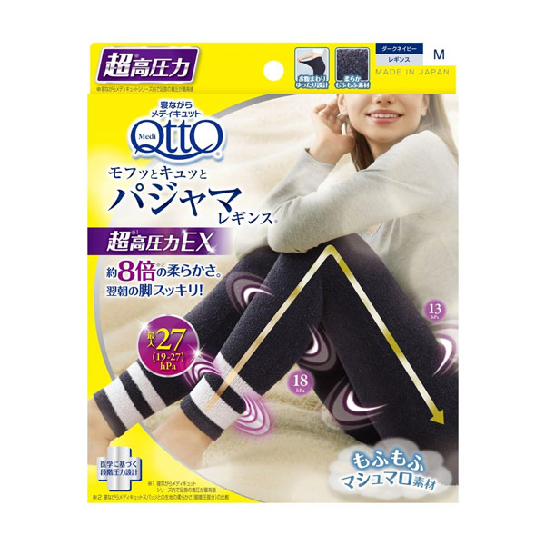 MediQtto　일본  압박 양말 메디큐토 마쉬마로 파자마 레깅스 EX 롱타입 다크네이비 M/L 