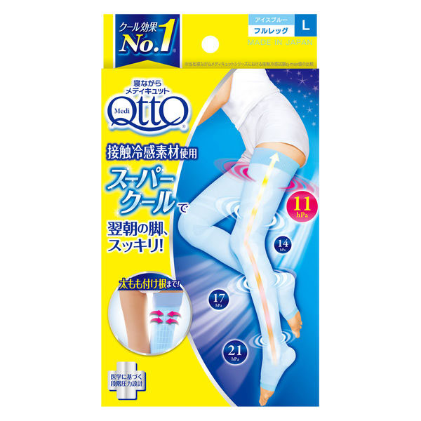 MediQtto　일본 메디큐토 여름 슈퍼쿨 롱 풀레그 M/L 압박 가압 양말 발트임