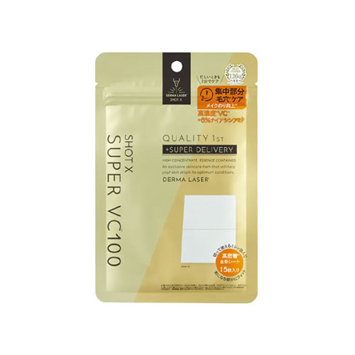 퀄리티퍼스트 (QUALITY 1st) DERMA LASER* SHOT X 슈퍼 VC100 마스크 15매입 비타민C 집중 케어