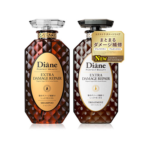다이안 퍼펙트 뷰티 엑스트라 데미지 리페어 샴푸&트리트먼트 세트 450ml×2 손상모 집중케어 (플로럴&베리향)