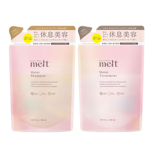 멜트(melt) 모이스트 샴푸&트리트먼트 리필세트 각 380mL 제라늄&은방울꽃(뮤게)향