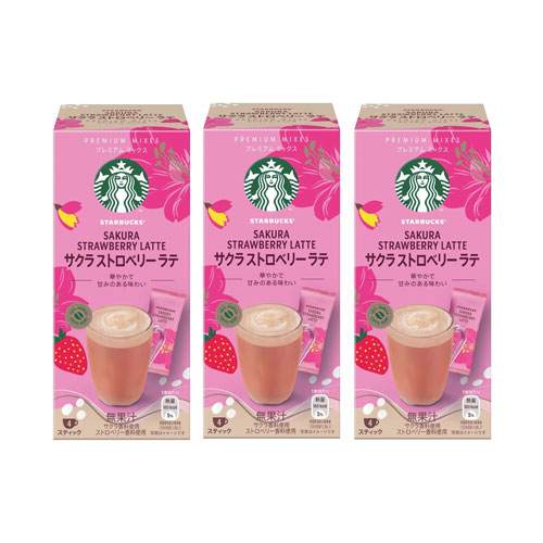 스타벅스 프리미엄 사쿠라 스트로베리라떼 스틱커피 4개X3박스