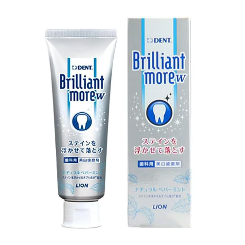 브릴리언트 모어 W 내추럴 페퍼민트 90g 약용 화이트닝 치약 라이온 LION