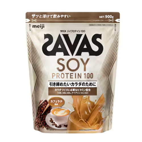 자바스 소이프로틴100  SOY PROTEIN 100%  【카페라테풍미】  900g 메이지 SAVAS 