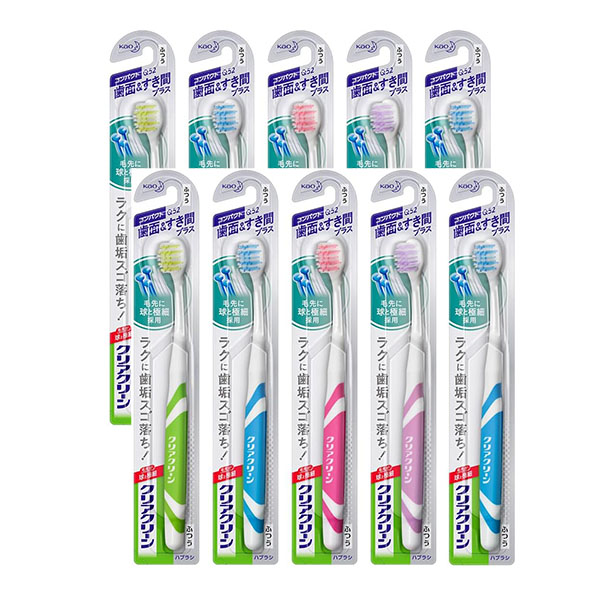 10개세트 카오 클리어클린 칫솔 표면/틈새 플러스 콤팩트 극세모 Q52 색깔랜덤
