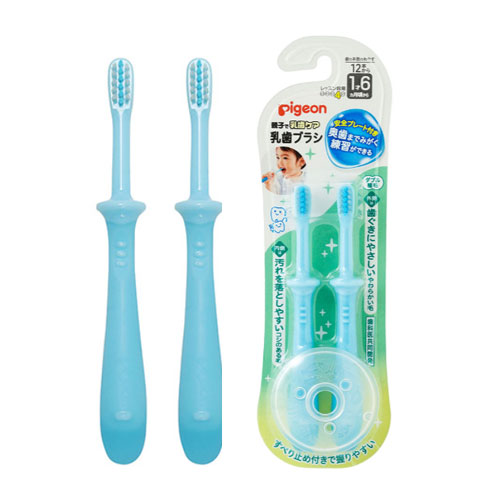 피죤(Pigeon) 유치 브러시 레슨 4단계 (블루 2개입) 유아 칫솔 생후 1살6개월부터