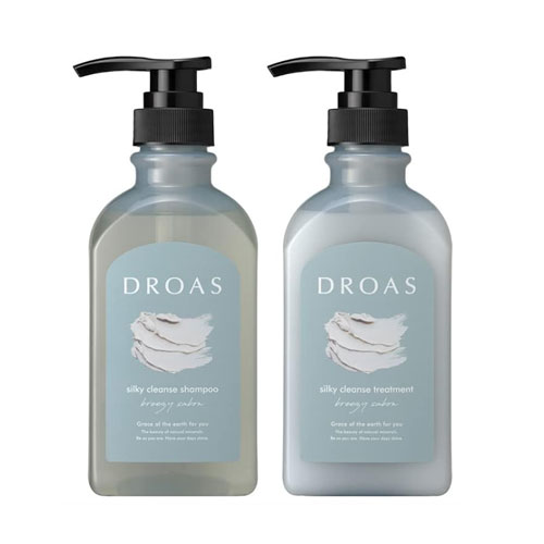 드로아스 DROAS  실키 클렌즈 샴푸 & 트리트먼트 세트  약 487g  머드(진흙) 두피 스파 케어