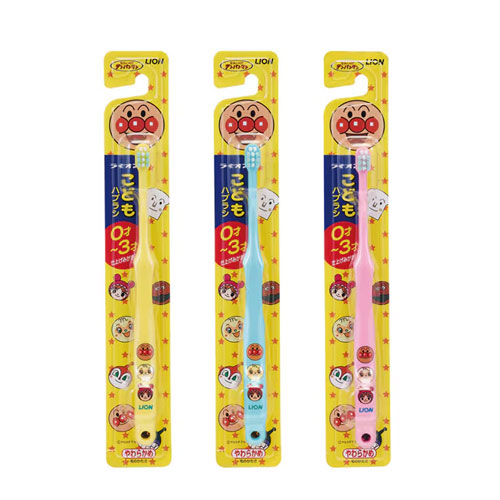 라이온 어린이 칫솔 호빵맨 (0~3세용) 3개세트  LION (색깔랜덤)