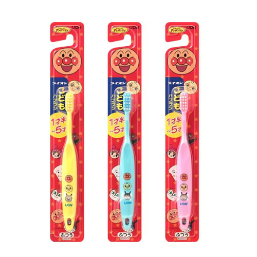 라이온 어린이 칫솔 호빵맨 (1.5~5세) 보통모 3개세트  LION (색깔랜덤)