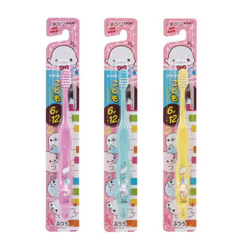 라이온 어린이 칫솔 마메고마 (6~12세) 보통모 3개세트  LION (색깔랜덤)
