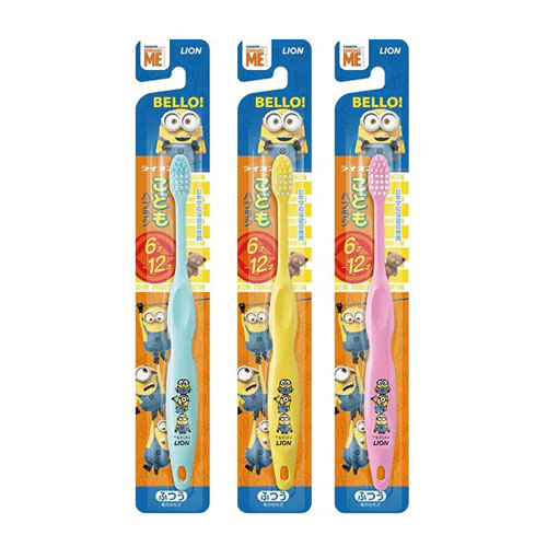 라이온 어린이 칫솔 미니언즈 (6~12세) 보통모 3개세트  LION (색깔랜덤)