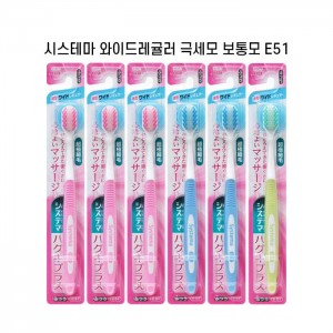 시스테마 하구키플러스 와이드레귤러 보통모 x6개세트 슬림헤드 초극미세모 E51 색깔랜덤