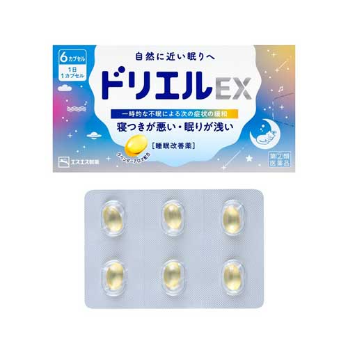 도리엘 도리에루EX 6정  6회분 (캡슐 액상형)  【지정제2류의약품】  수면장애 불면증 