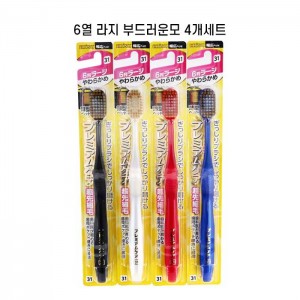 에비스 프리미엄케어 칫솔 6열 라지 부드러운모 B-3602S X4개세트 6-31