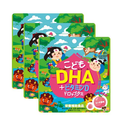 어린이 DHA＋비타민D 드롭 구미 (복숭아맛) 60정x3개세트