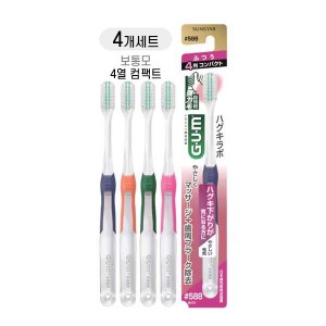 GUM 하구키랩 잇몸케어  칫솔 NO.588 4열 소형 헤드 보통모X4개세트